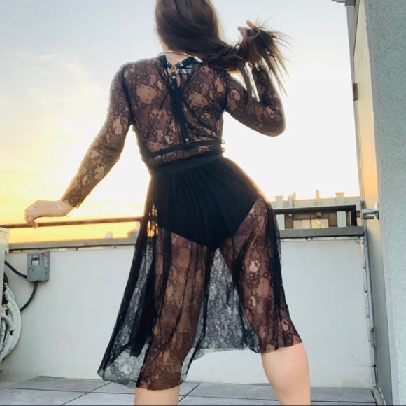 Zara Transparent Black Lace Tutu Mesh Midi Dress - Picture 8 of 16